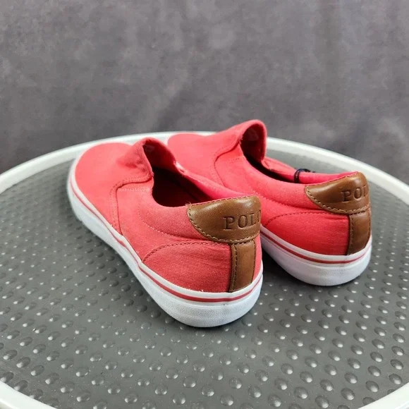 Polo Ralph Lauren Thompson Sneakers Mens Size 9D Red Canvas Slip On Casual NEW